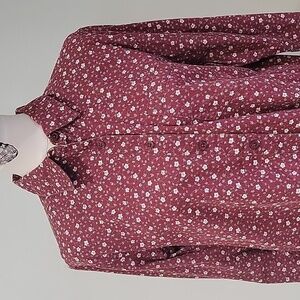 KRAZY KAT floral 100% cotton button down shirt.  Size Large. Corduroy texture.